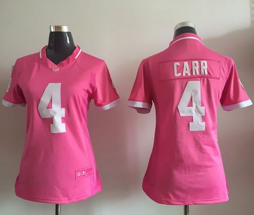 Nike Raiders #4 Derek Carr Pink Women's Stitched NFL Elite Bubble Gum Jersey - Click Image to Close